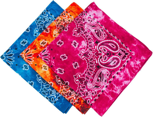 CoverYourHair - Tie Dye & Paisley Bandanas - 6 Pack Colorful Cotton Bandanas...