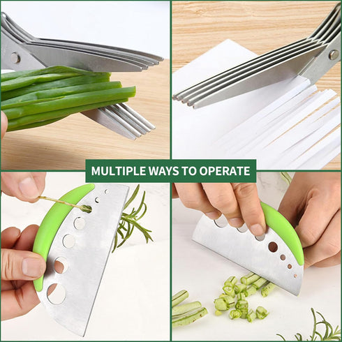 Herb Scissors with 5 Blades and Cover & Herb Stripper Tools Premium Kitchen Scissors for Food Vegetable Scissors Stainless Steel Kitchen Shears fo...