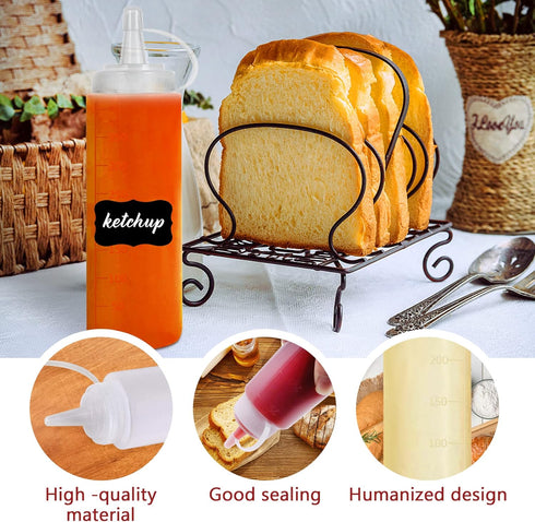 Squeeze Bottle Condiment Squeeze Bottles Plastic ketchup Squeeze Squirt bottle For Sauce, BBQ, Dressing, Paint, Workshop, Pancake Art Dispenser 8 ...