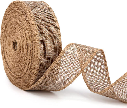 Burlap Ribbon Fabric Wired Edge 20 Yards for Decoration (1.5inch, Natural)...