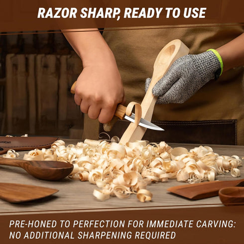 BeaverCraft Wood Carving Sloyd Knife C4s 3" - Whittling Knife with Leather Sheath for Carvers - Chip Wood Carving Tools for Beginner and Profi...