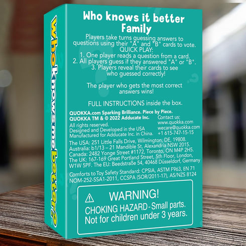 QUOKKA Fun Board Game for 8 10 Year Olds - Family Card Game for Kids Ages 6 7 & Adults - Who Knows Me Better | Guess Questions | Easy to Learn - G...