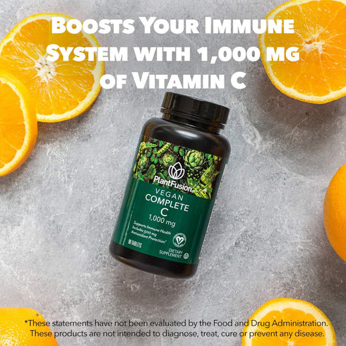 PlantFusion Vegan Vitamin C 1,000 | with Rutin, Hesperidin and 500mg Bioflavonoid Complex | Supports Immune Health | 90 Vegan Tablets...