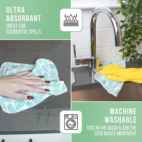 Reusable Paper Towels - Pack of Paperless & Washable Towels, 100% Cotton, Highly Absorbent and Built to Last, Kitchen Dish Cloth Alternative, (Rai...