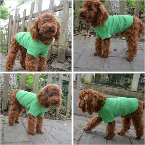Lovelonglong Pet Clothing Dog Costumes Basic Blank T-Shirt Tee Shirts for Small Dogs Green M...