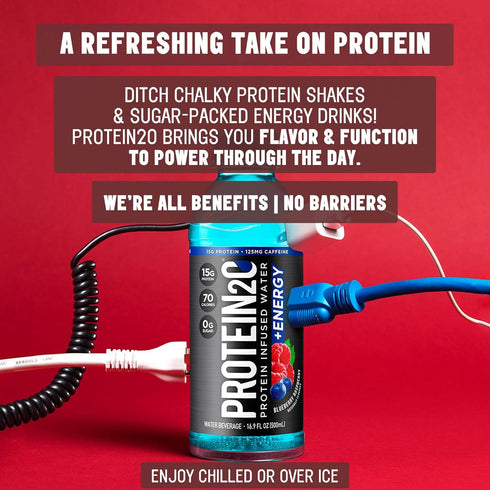 Protein2o 15g Whey Protein Infused Water Plus Energy, Blueberry Raspberry, 16.9 oz Bottle (Pack of 12)...
