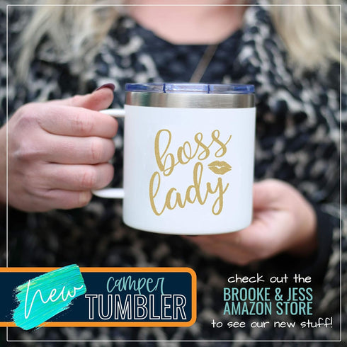 Brooke & Jess Designs Boss Lady Tumbler - Best Boss Gifts for Women - Great Travel Cup Gifts for Bosses, Coworkers, Mom, Christmas, Birthday...