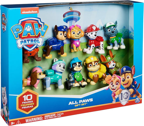 Paw Patrol, 10th Anniversary, All Paws On Deck Toy Figures Gift Pack with 10 Collectible Action Figures, Kids Toys for Ages 3 and Up...