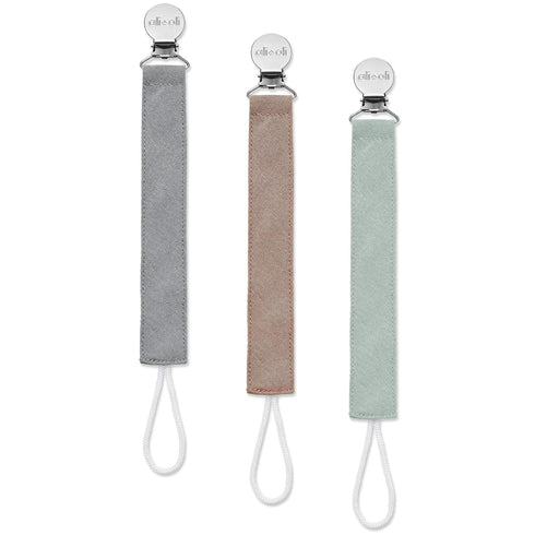Ali+Oli Linen Strap Pacifier Clip (Forest) Set of 3 (10" x 1") Baby Pacifier Holder for Newborn Pacifiers & Teethers, Binky Clips, Silicone-Free P...
