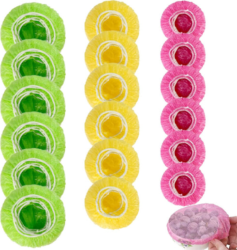 HANSGO 120PCS Bowl Covers Reusable, Elastic Food Storage Covers Plastic Shower Cap Fresh Keeping Bags for Sourdough Bread, Alternative to foil(3 S...