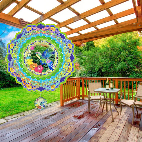 Hummingbird Wind Spinners for Yard and Garden,3D Wind Spinner, 12 inch Metal Wind Sculpture Stainless Steel Wind Catchers for Outdoor Indoor Craft...