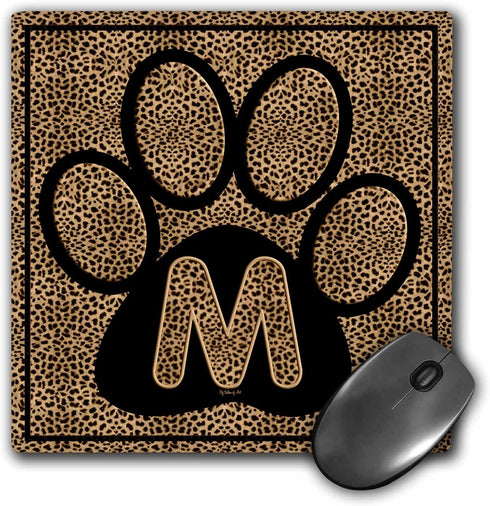 3dRose LLC 8 x 8 x 0.25 Inches Mouse Pad, Letter M Standard Cheetah Print Cat Paw (mp_25946_1)...