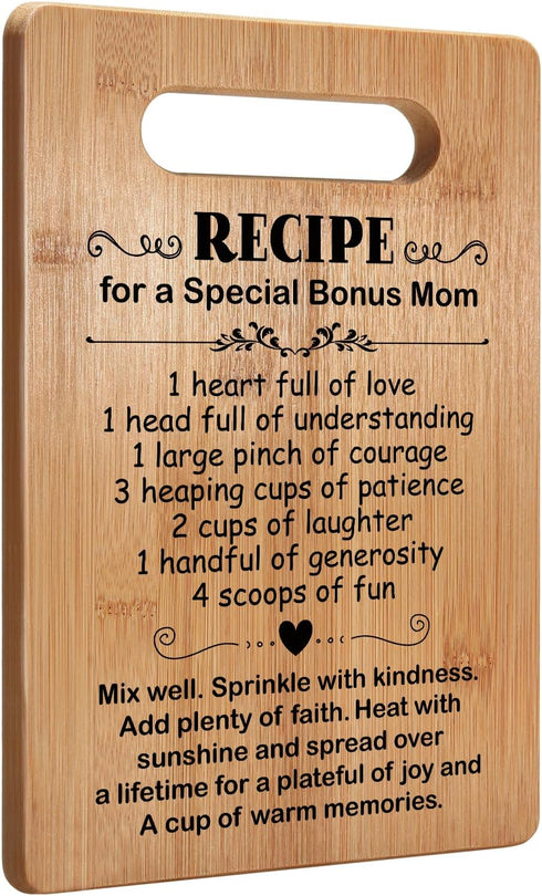 Popular Birthday Gifts for Bonus Mom, Cutting Board Gift for Bonus Mom, Cute Bonus Mom Gifts from Daughter Son, Bonus Mom Gift for Mother's Day...