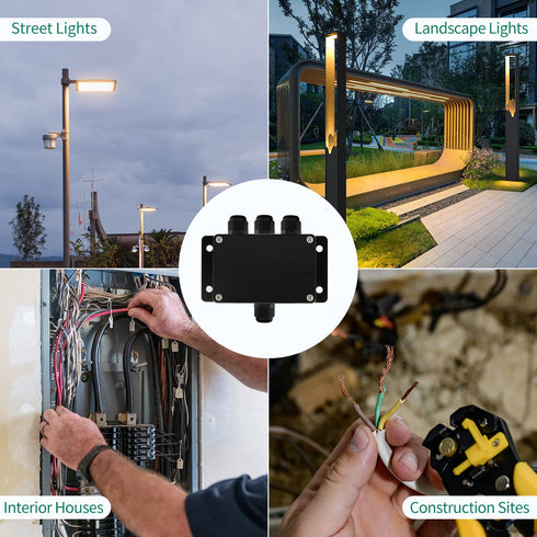 ABS IP67 Waterproof Dustproof Electrical Junction Box, with 15A 600V Barrier Terminal Cable Connector, 1 in/3 Out Power Junction Box?3.93 * 2.67 *...