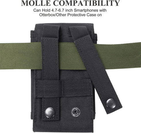 Black Tactical Molle CellPhone Pouch Case,Heavy Duty Waterproof Phone Holster Bag for iPhone 11 12 13 Pro Max Samsung S22 S21 S20 FE Note 20 A13 A...