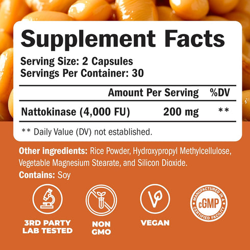 Nattokinase Supplement - Japanese Natto Superfood with High Potency Enzymes. Nattokinase 4000 FU. Balanced Circulation Supplements for Heart Healt...
