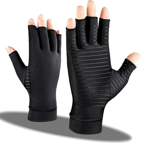 Copper Compression Gloves for Arthritis Pain Relief, Arthritis Gloves for Women and Man, Fingerless Compression Gloves for Rheumatoid, Tendonitis,...