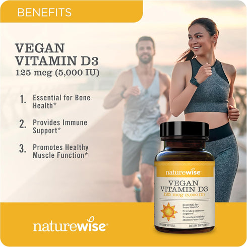 NatureWise Vitamin D3 5000iu (125 mcg) with Plant-Based Vitamin D3 - Support for Muscle, Bone, Immune Health - Bioavailable with Extra Virgin Oliv...