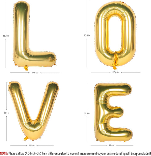 Letter Balloons 40 Inch Giant Jumbo Helium Foil Mylar for Party Decorations Gold LOVE...