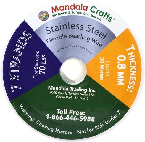 Mandala Crafts 7 Strand Beading Wire for Jewelry Making - Stainless Steel Tiger Tail Beading Wire - 65 FT 20 Gauge Bead Stringing Wire Jewelry Bra...
