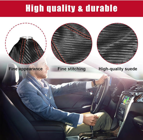 Car Shift Knob Dust Cover, Universal Leather Shifter Lever Knob Boot Protector, Dustproof Gear Shift Cover for Most Manual/Automatic Vehicles, Int...