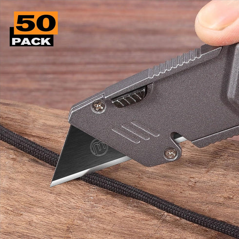 50-Pack Utility Knife Blades, Blackened SK-2 Razor Blades for Box Cutter Utility Knife, Never Rust Design, Extra Durable...