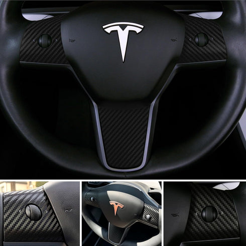 Tesla Model 3 / Model Y Steering Wheel Wrap (Carbon Fiber)...