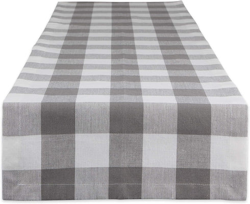 DII Buffalo Check Collection, Classic Farmhouse Table Runner, 14x72, Gray & White...