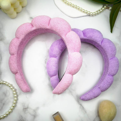 Spa Headbands and Wristband Set for Women Washing Face or Skincare,Puffy Make Up Headbands Combo,Cute Bubble Headband, Terry Cloth Bubble Soft Hea...