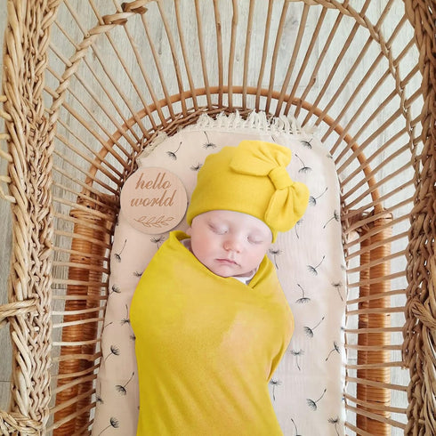Baby Girl Newborn Receiving Blanket with Matching Bow Hat and Mittens Set Baby Swaddle Blanket Shower Swaddle Gift...