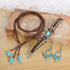 Bohemian Turquoise Jewelry Set for Women, Vintage Turquoise Necklace Earrings Bracelet for Western Boho Party (Vintage)...