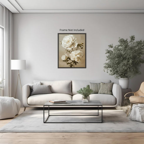 Posterizer 1 pcs-white minimal aesthetic romantic flowers-Floral & Botanical Art-Abstract & Modern Art-Decor for Home & Office- UNFRAMED Wall Art...