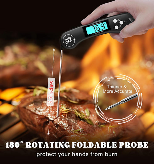 DOQAUS Digital Meat Thermometer, 2 Pack Instant Read Food Thermometer for Cooking, Kitchen Probe with Backlit & Reversible Display, Cooking Temper...