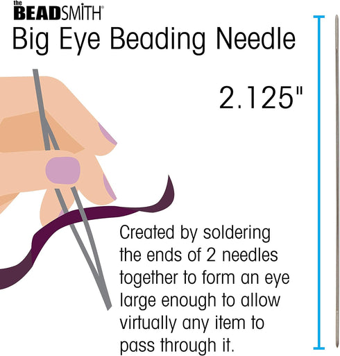 The Beadsmith Big Eye Beading Needles, 2.125 inches, 4 per card, Sharp Points, Use for General Sewing, Weaving and Embroidery, Very Easy to Thread...
