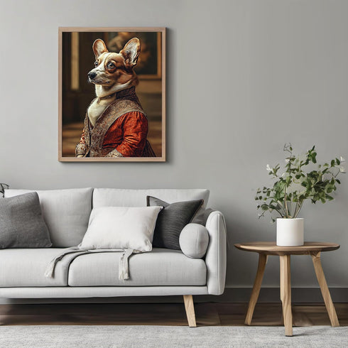 Posterizer 1 pcs-whimsical royal portrait of corgi dog in clothes 3-Art for Animal Lovers-Comedy Art-Decorations for Bedroom, Office, Living Room ...