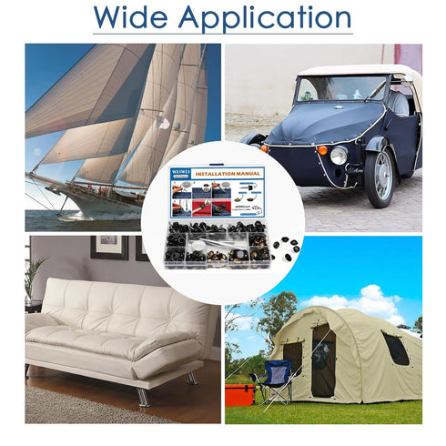 weiwei 153 PCS Canvas Snap Kit Stainless Steel 3/8" Socket Boat Snaps Marine Grade Metal Screws Fasteners with Setting Tool for Carpet Leather Fab...