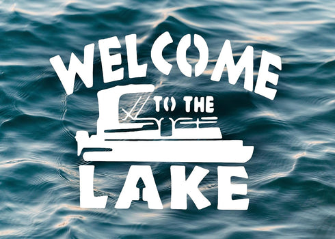 Reusable "Welcome to The Lake" Boat Stencil 8.5" x 11" - Custom Lakehouse Decor Design for Crafting...