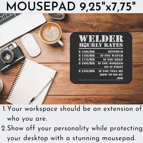 Funny Gag Sarcastic Mousepad Welder Hourly Rate Funny Welding Worker Employees Coworker Men Women Gift Office Poster Black Computer Mouse mat Mous...