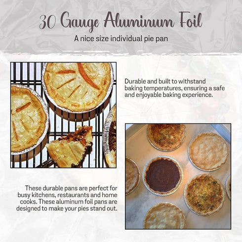 KitchenDance Disposable Aluminum Foil Mini Pie Pan - 6 Inches Round Aluminum Foil Baking Pan Perfect for Pies and Quiches - Aluminum Pie Pans for ...
