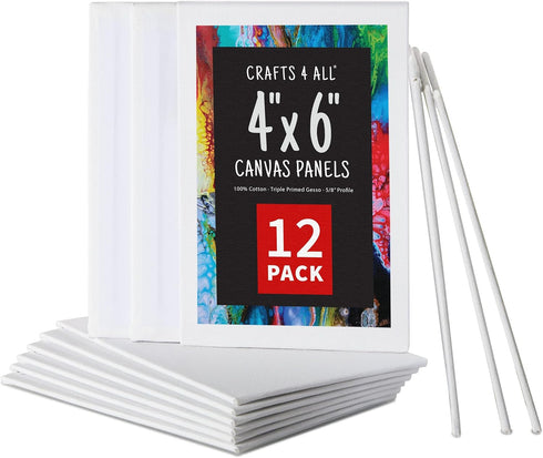 Crafts 4 All Canvases for Painting - Blank Canvas Boards, Triple Primed 100% Cotton Canvas Panels for Acrylic, Oil & Watercolor Paint | Bulk Art P...