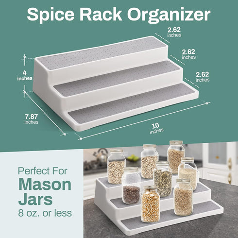 Home Intuition 3 Tier 14 inch Non-Skid Spice Rack Kitchen Pantry Organizer...