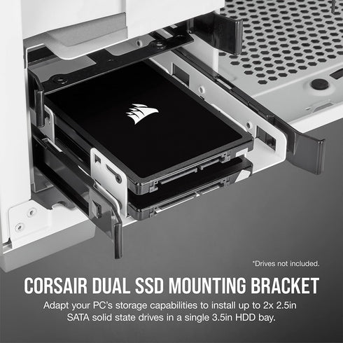 Corsair Dual SSD Mounting Bracket (3.5” Internal Drive Bay to 2.5", Easy Installation) White...