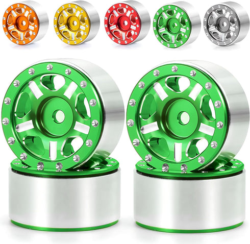 RC-Hub 4Pcs Aluminum Alloy 1.0" Micro Beadlock Wheels for 1/24 Axial SCX24 90081 AXI00001 AXI00002 RC Crawler Car (Green)...