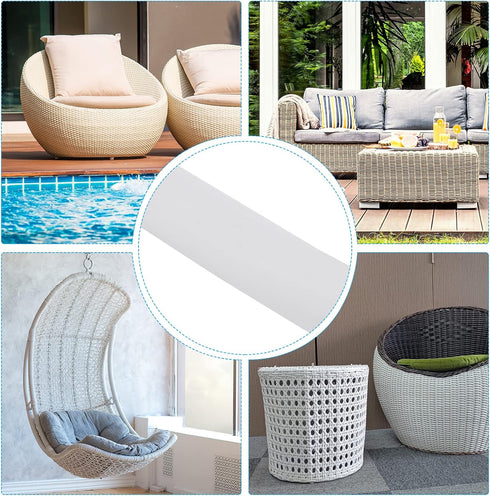 PATIKIL Wicker Repair Kit, Flat Synthetic Plastic Rattan Weaving Material for Garden Furniture Chair Table Sofa Storage Basket 0.55 LB, White...