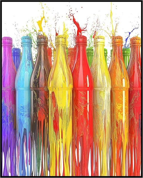 Posterizer 1 pcs-soda bottle and color splashes-vibrant food and drinks poster -1-Kitchen & Bar Art Gift for Men Women Entrepreneur Teens- unfram...
