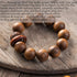 chuanglian-Bird Hut Handmade Unisex 12 Beads Natural Bubinga Wood Prayer Beads Link Wrist Meditation Star Ring Circumstellar Decompression Bracele...