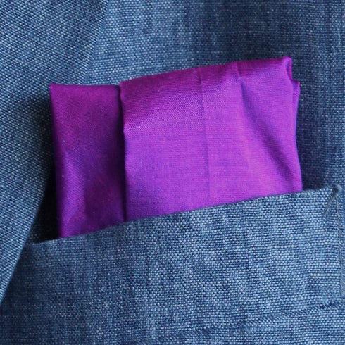 Fine Purple 100% Silk Pocket Square Full-Sized 16"x16"...