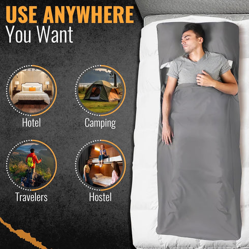 Skywin Sleeping Bag Liners for Airport - 6.89 x 2.30 Feet Sleeping Bag Liner Fleece, Travel Sheet Sleep Sack Airport Liner - Ultralight Sleeping B...