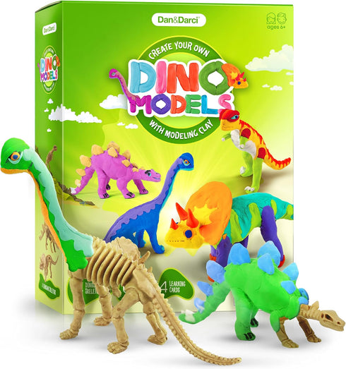 Dino Models, Clay Craft Kit - Dinosaur Arts and Crafts for Kids - Dinosaur Easter Gifts for Boys & Girls - Build 4 Dinos with Air Dry Magic Modeli...