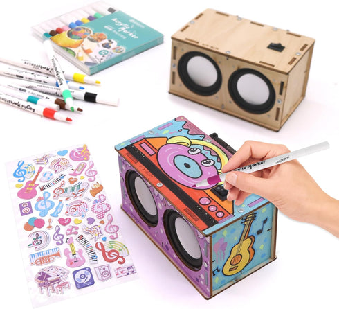 DIY STEM Projects Educational Exploration Bluetooth Speaker Box Kit Build Personalized Wood Case Speaker Set Science Electronics Experiment Kit Le...